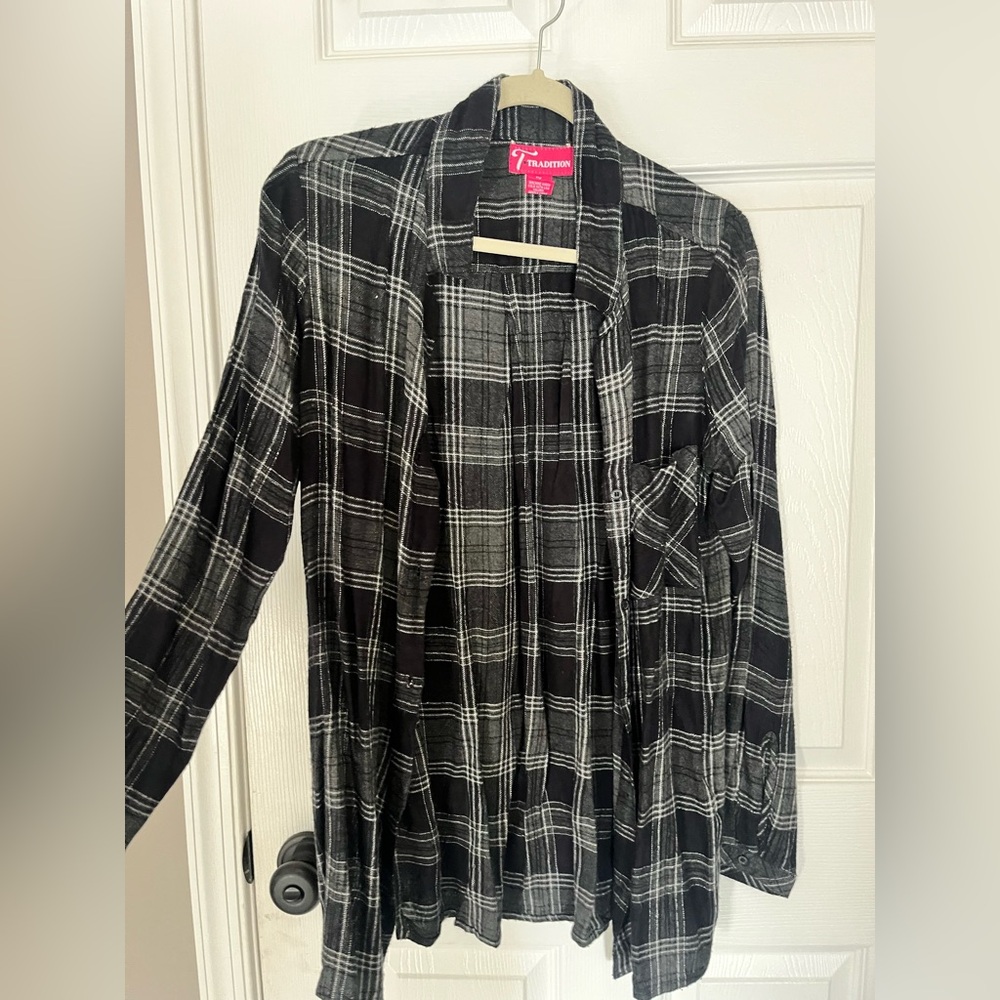 Tradition Black & White Plaid Button-Down Shirt (1X)
